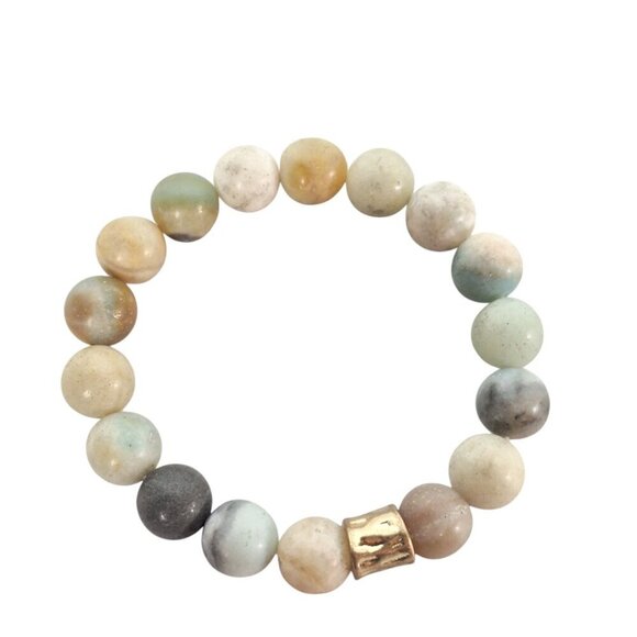 Amazonite Multicolored Beaded Healing Stretch Bracelet Womens Costume Jewelry - Picture 2 of 3